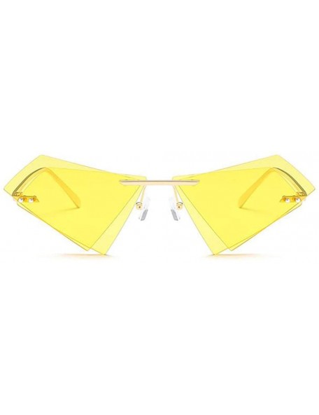 Rimless Women Fashion Sunglasses Double Triangular Ocean Slice Sunglasses With Case UV400 Protection - CX18XD98N7O $11.59