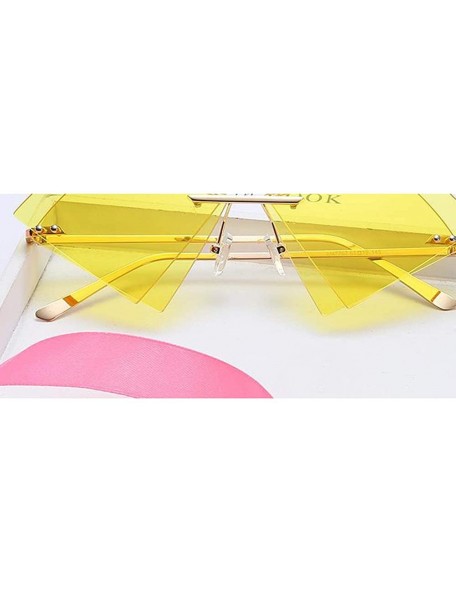 Rimless Women Fashion Sunglasses Double Triangular Ocean Slice Sunglasses With Case UV400 Protection - CX18XD98N7O $11.59