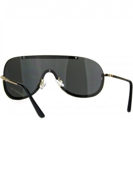 Shield Retro Modern Fashion Sunglasses Unisex Oversized Shield Frame UV 400 - Gold (Black) - CB185RWWGLA $7.98