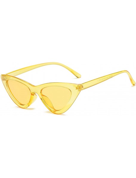 Cat Eye Polarized Sunglasses for Women Cat Eye Retro Style UV Protection - Yellow - C818TTU6SEA $11.85