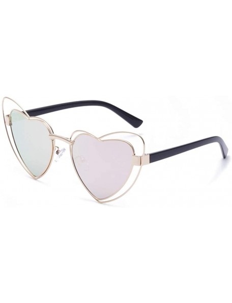 Wrap Heart shaped Mirrored Polarized Sunglasses - Pink - CQ18TOE235I $18.43