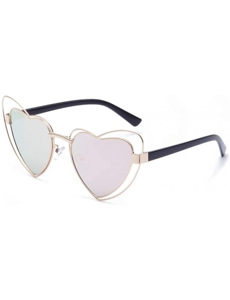 Wrap Heart shaped Mirrored Polarized Sunglasses - Pink - CQ18TOE235I $10.71