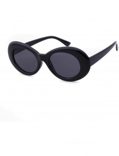 Oval UV400 Clout Goggles Bold Retro Oval Mod Thick Frame Sunglasses - Black Frame&black Lens - CE18D37EGE4 $10.60