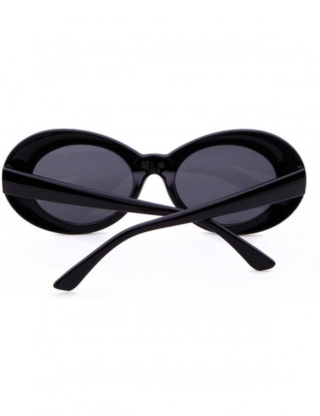Oval UV400 Clout Goggles Bold Retro Oval Mod Thick Frame Sunglasses - Black Frame&black Lens - CE18D37EGE4 $10.60