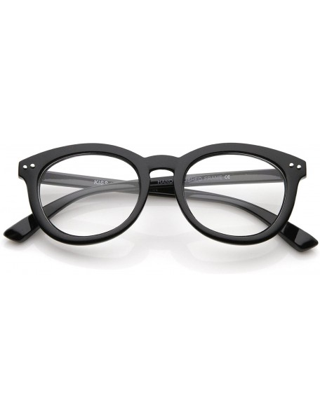 Oval Classic Retro Casual Frame Horn Rimmed Oval Clear Lens Glasses 47mm - Black / Clear - CO12J347GV1 $18.46