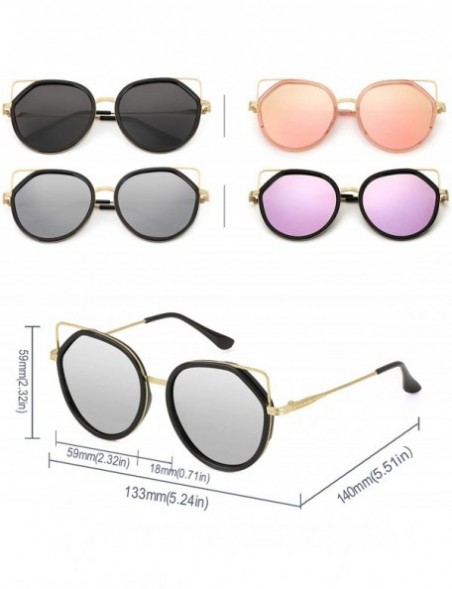 Cat Eye Oversized Cat Eyes Round Sunglasses for Women - Mirror Polarized Women Sunglasses 100% UV Protection - C018ULRQ7T4 $2...