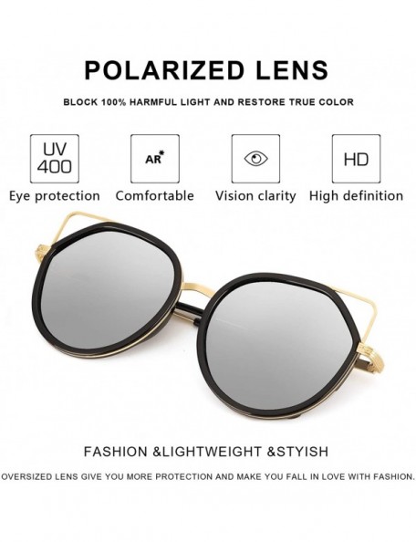 Cat Eye Oversized Cat Eyes Round Sunglasses for Women - Mirror Polarized Women Sunglasses 100% UV Protection - C018ULRQ7T4 $2...