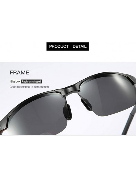 Square Square half frame sunglasses fashion aluminum magnesium polarizer men driving sunglasses - Black Grey C1 - C41905EG9ZS...