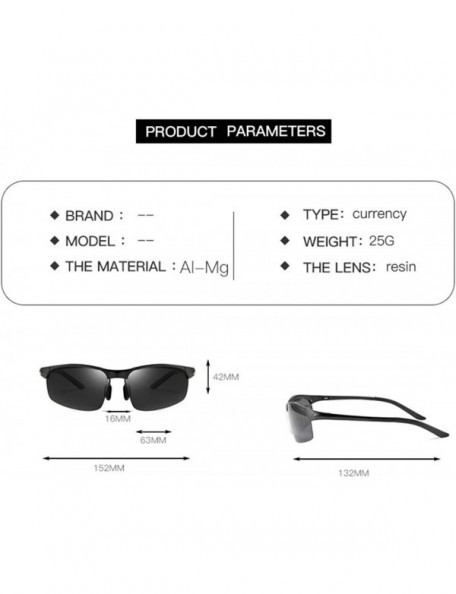 Square Square half frame sunglasses fashion aluminum magnesium polarizer men driving sunglasses - Black Grey C1 - C41905EG9ZS...