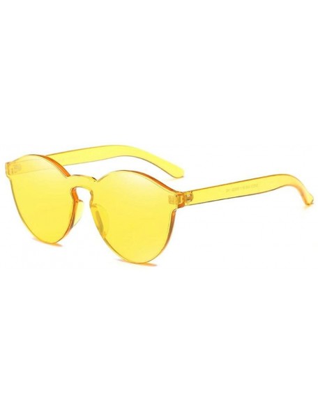 Cat Eye Fashion Women Clear Transparent Integrated UV Sunglasses Cat Eye Glasses - Yellow - C01840XDX2Z $6.08