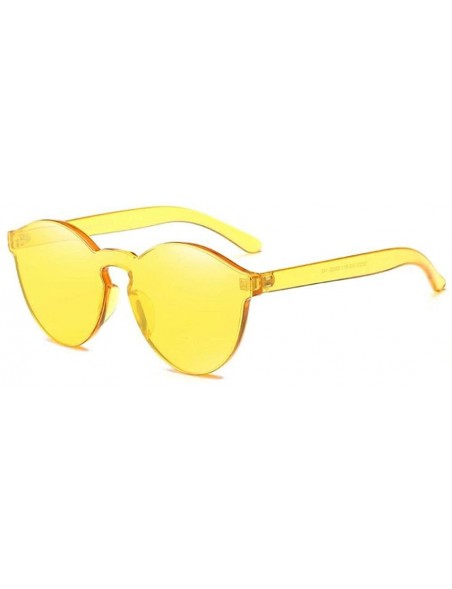 Cat Eye Fashion Women Clear Transparent Integrated UV Sunglasses Cat Eye Glasses - Yellow - C01840XDX2Z $6.08