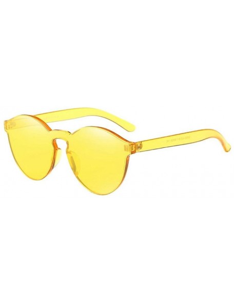 Cat Eye Fashion Women Clear Transparent Integrated UV Sunglasses Cat Eye Glasses - Yellow - C01840XDX2Z $6.08