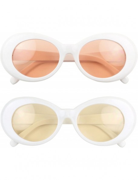 Round Oversized 90's Retro Pop Colorful Candy Lens Clout Goggles Oval Round Mod Sunglasses - C418G4X4Y43 $13.48