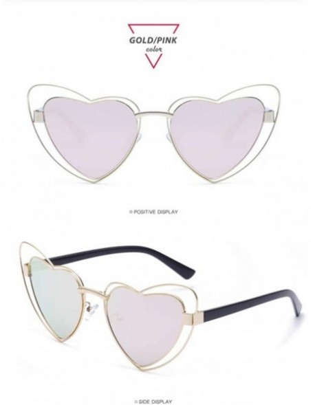 Wrap Heart shaped Mirrored Polarized Sunglasses - Pink - CQ18TOE235I $10.71