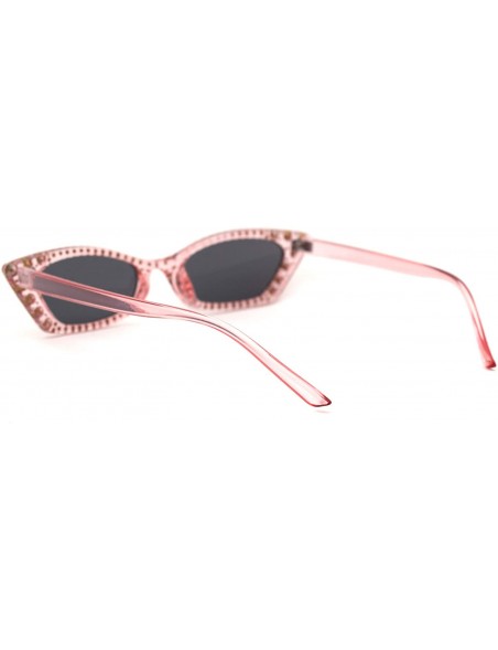 Cat Eye Womens Large Rhinestone Rectangular Cat Eye Plastic Sunglasses - Pink Black - CH18XTTI5II $10.99