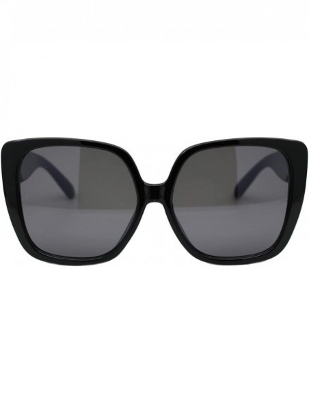 Oversized Womens Oversized Sunglasses Chic Square Trendy Fashion Shades UV 400 - Black (Black) - CL1975XI6GL $12.41