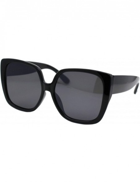 Oversized Womens Oversized Sunglasses Chic Square Trendy Fashion Shades UV 400 - Black (Black) - CL1975XI6GL $12.41