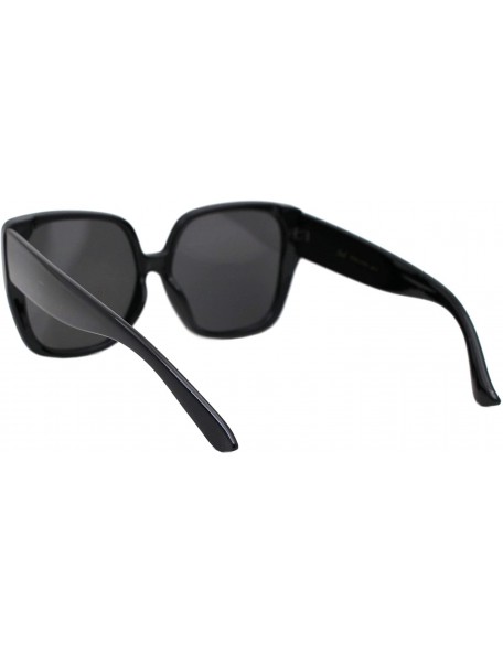 Oversized Womens Oversized Sunglasses Chic Square Trendy Fashion Shades UV 400 - Black (Black) - CL1975XI6GL $12.41