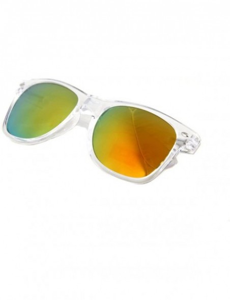 Wayfarer Sunglasses Classic Clear Frame Horn Rimmed Eyewear Classic Retro 80's - Golden - CO126RFIECT $10.13