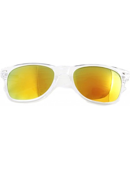 Wayfarer Sunglasses Classic Clear Frame Horn Rimmed Eyewear Classic Retro 80's - Golden - CO126RFIECT $10.13