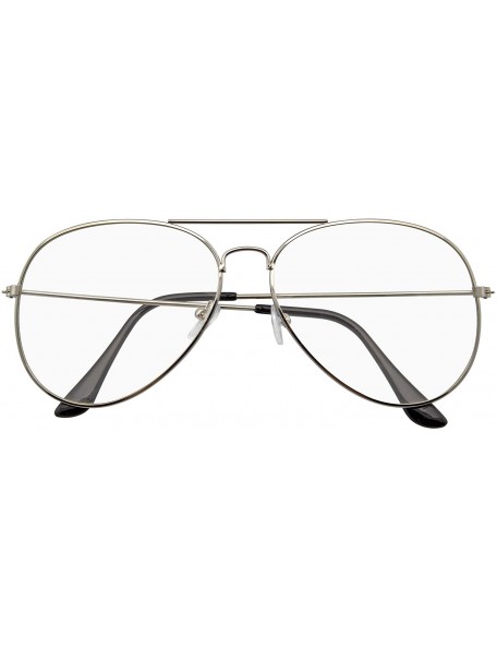 Aviator Aviator Sunglasses Vintage Mirror Lens New Men Women Fashion Frame Retro Pilot - Clear Lens - Silver - CA18W0QHSLH $1...