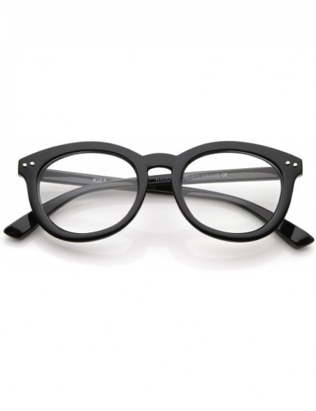 Oval Classic Retro Casual Frame Horn Rimmed Oval Clear Lens Glasses 47mm - Black / Clear - CO12J347GV1 $8.50