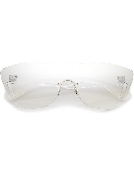 Rimless Oversize Rimless Cutout Thick Arms Tinted Mono Lens Shield Sunglasses 73mm - Clear - CU17Z07S748 $9.06