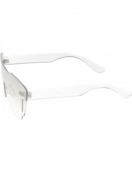 Rimless Oversize Rimless Cutout Thick Arms Tinted Mono Lens Shield Sunglasses 73mm - Clear - CU17Z07S748 $9.06