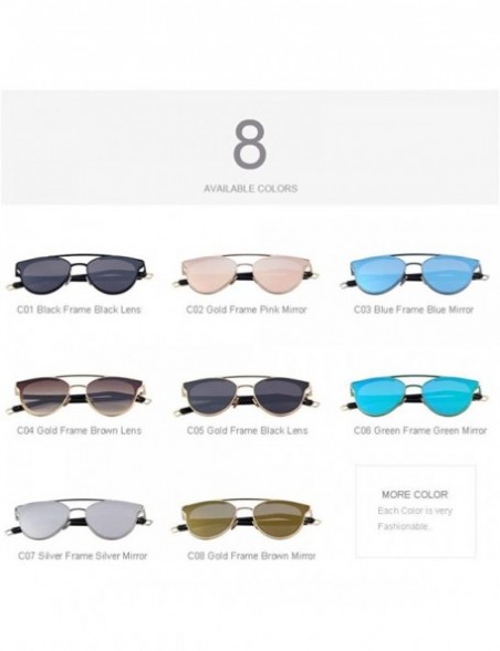 Cat Eye Women Fashion Cat Eye Sunglasses Classic Brand Designer Sunglasses C07 Silver - C02 Pink - CJ196R9CZU7 $16.88