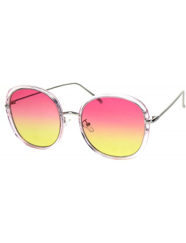 Oversized Rounded Square Frame Sunglasses Womens Oversized Fashion Eyewear UV 400 - Pink Silver (Pink Yellow) - CP18A2E0LZ6 $...