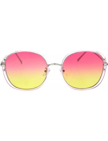 Oversized Rounded Square Frame Sunglasses Womens Oversized Fashion Eyewear UV 400 - Pink Silver (Pink Yellow) - CP18A2E0LZ6 $...