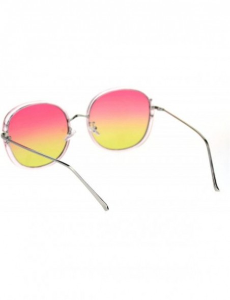 Oversized Rounded Square Frame Sunglasses Womens Oversized Fashion Eyewear UV 400 - Pink Silver (Pink Yellow) - CP18A2E0LZ6 $...