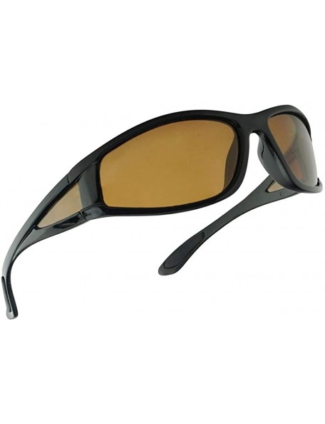 Sport Sports Light Weight Polarized Floating Wrap Around Side Shield Sunglasses - Black Frame - Amber - CH18QX4C693 $20.30