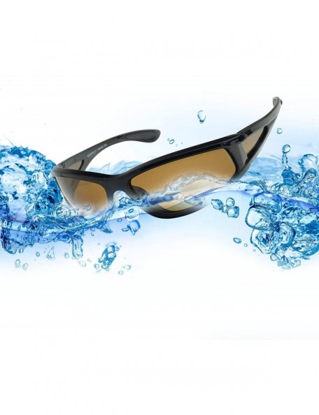 Sport Sports Light Weight Polarized Floating Wrap Around Side Shield Sunglasses - Black Frame - Amber - CH18QX4C693 $20.30