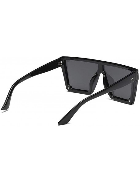 Round Oversize Square Frame Flat Top New Fashion Sunglasses Women Men Retro Sun Glasses Gafas Oculos De Sol - Black - CZ19854...