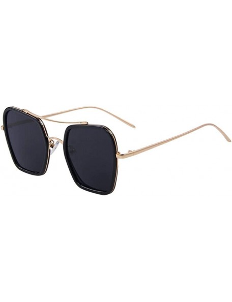 Square Fashion Women Square Sunglasses Double Bridge Design Summer Sunglasses C04 Blue - C01 Black - CF18YQN7I43 $10.88