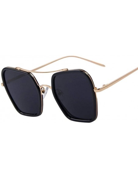 Square Fashion Women Square Sunglasses Double Bridge Design Summer Sunglasses C04 Blue - C01 Black - CF18YQN7I43 $10.88