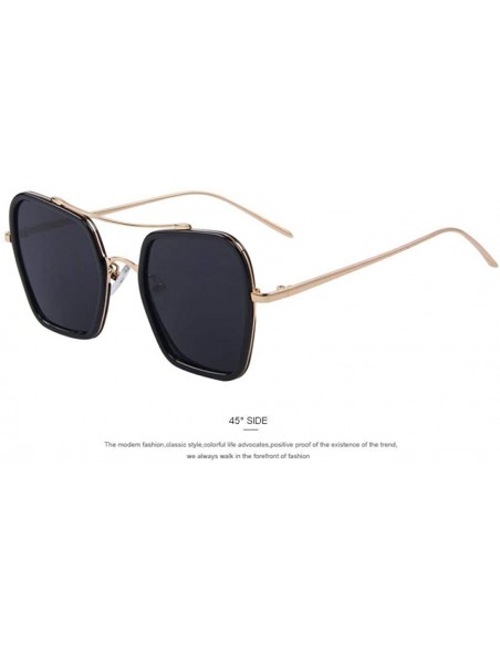 Square Fashion Women Square Sunglasses Double Bridge Design Summer Sunglasses C04 Blue - C01 Black - CF18YQN7I43 $10.88