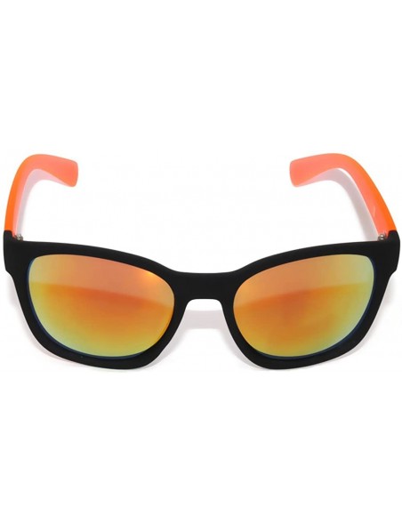 Wayfarer Womens Style Sunglasses Reflective Mirror Colored Lens Matte Black-Orange Frame Uv Protection - C211N5C1HUT $6.85