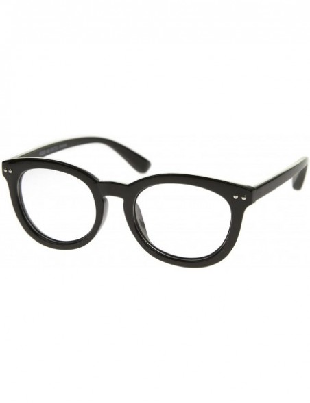 Oval Classic Retro Casual Frame Horn Rimmed Oval Clear Lens Glasses 47mm - Black / Clear - CO12J347GV1 $8.50