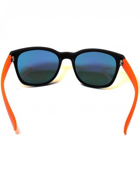 Wayfarer Womens Style Sunglasses Reflective Mirror Colored Lens Matte Black-Orange Frame Uv Protection - C211N5C1HUT $6.85