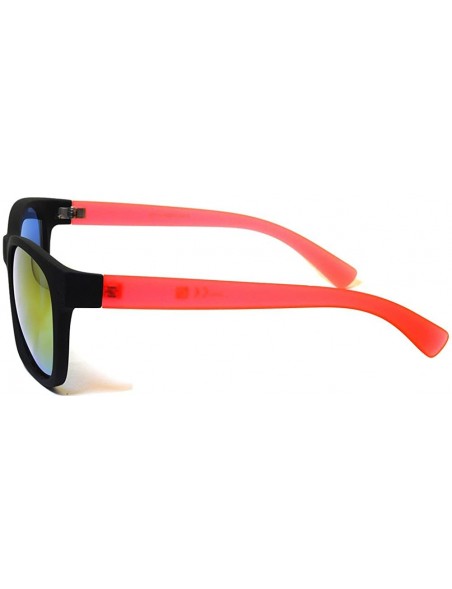 Wayfarer Womens Style Sunglasses Reflective Mirror Colored Lens Matte Black-Orange Frame Uv Protection - C211N5C1HUT $6.85