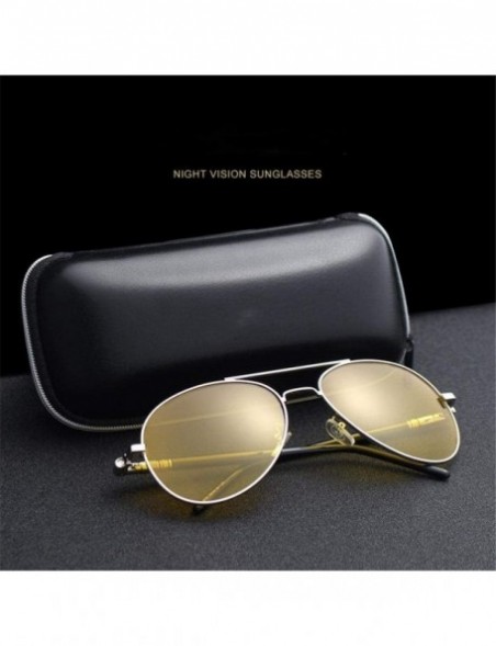 Oversized Men polarized sunglasses night driving brand designer men's yellow lenses reduce glare - Silver Frame - CK1982YRR2Y...