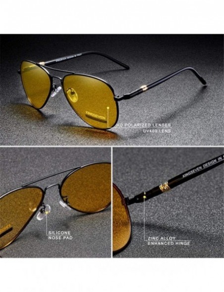 Oversized Men polarized sunglasses night driving brand designer men's yellow lenses reduce glare - Silver Frame - CK1982YRR2Y...