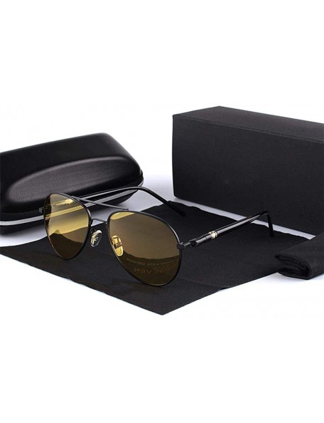 Oversized Men polarized sunglasses night driving brand designer men's yellow lenses reduce glare - Silver Frame - CK1982YRR2Y...