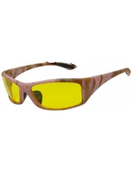 Sport Men Women Unisex Camouflage Yellow Night Driving Wrap Around Sunglasses - Pink Camo - C912O58KSD6 $18.50
