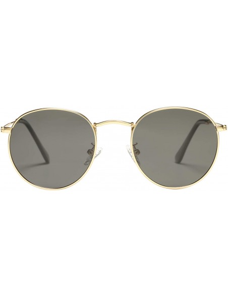 Round Small Round Metal Polarized Sunglasses for Women Retro Designer Style - Gold Frame/Black Lens - CO18UN326Q0 $14.91