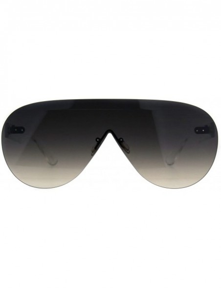 Shield Womens Rimless Sunglasses Oversized Shield Frame Beveled Lens UV 400 - Clear - CR18DDZL2XQ $12.11