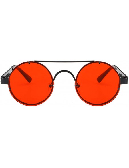 Round Retro SteamPunk Sunglasses Men Red Round Sun Glasses Women Vintage Metal Sunglass UV400 Shades 1156R - C618AWY5U4S $27.32