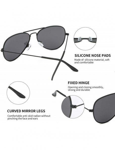 Aviator Aviator Sunglasses for Mens Womens Mirrored Sun Glasses Shades with Uv400 - Black Grey + Silver - CR18LDXRSZ7 $12.51